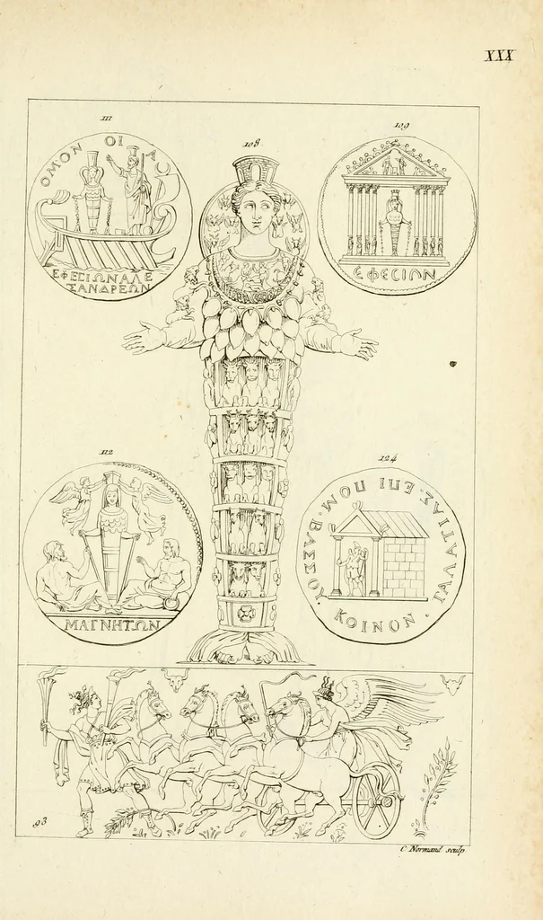 An illustration from Galerie mythologique : recueil de monuments pour servir à l'étude de la mythologie, de l'histoire de l'art, de l'antiquité figurée, et du langage allégorique des anciens : avec 190 planches gravées au trait, contenant près de 800 monuments antiques, tels que statues, bas-reliefs, pierres gravées, médailles, freques et peintures de vases, dont plus de 50 sont inédits, 1811, leaf 287