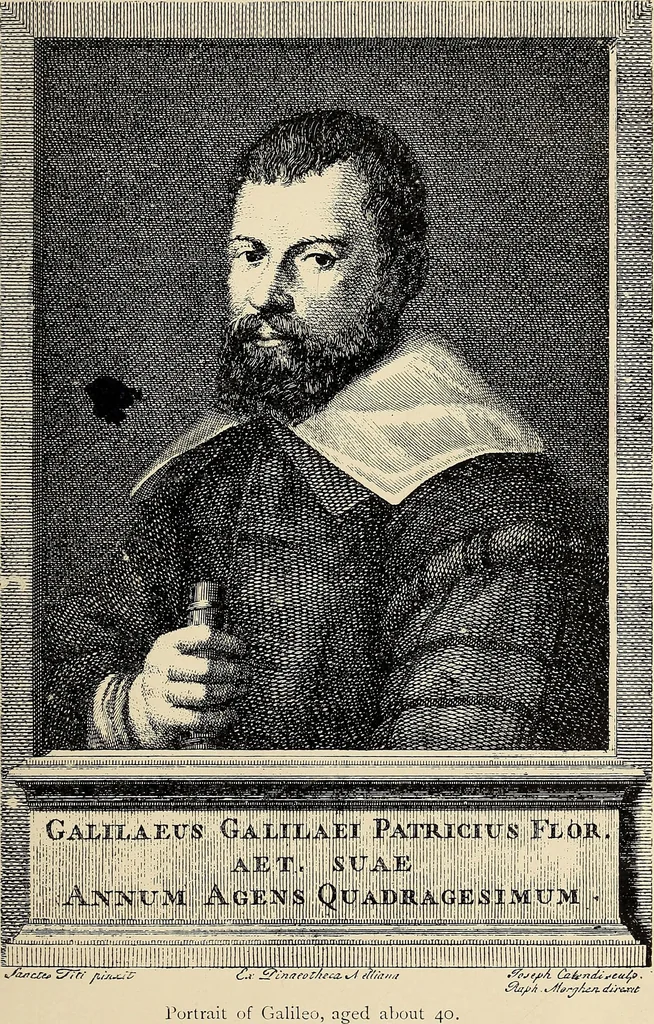 An illustration from Galileo, his life and work, 1903, leaf 105