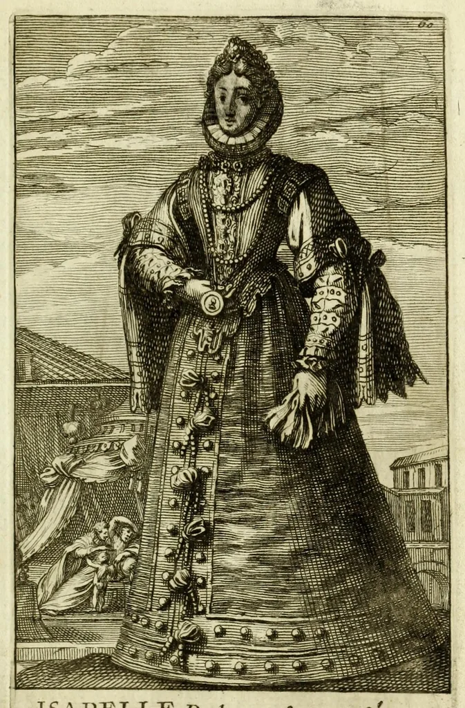 An illustration from Gallerye der uitmuntende vrouwen : of der zelver deugden en ondeugden, in byschriften en sneldichten, vertoond, met verklaaringen konstplaaten verrijkt, 1690, leaf 105
