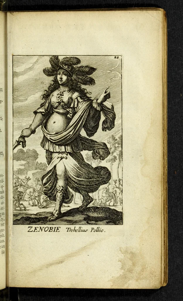An illustration from Gallerye der uitmuntende vrouwen : of der zelver deugden en ondeugden, in byschriften en sneldichten, vertoond, met verklaaringen konstplaaten verrijkt, 1690, leaf 145