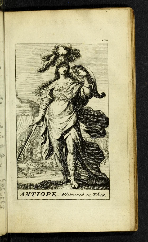 An illustration from Gallerye der uitmuntende vrouwen : of der zelver deugden en ondeugden, in byschriften en sneldichten, vertoond, met verklaaringen konstplaaten verrijkt, 1690, leaf 177