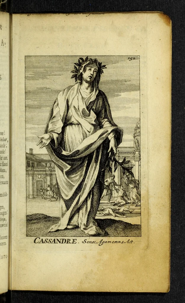 An illustration from Gallerye der uitmuntende vrouwen : of der zelver deugden en ondeugden, in byschriften en sneldichten, vertoond, met verklaaringen konstplaaten verrijkt, 1690, leaf 221