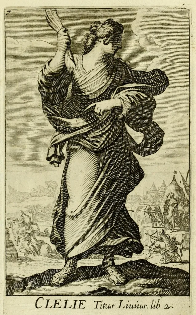 An illustration from Gallerye der uitmuntende vrouwen : of der zelver deugden en ondeugden, in byschriften en sneldichten, vertoond, met verklaaringen konstplaaten verrijkt, 1690, leaf 33