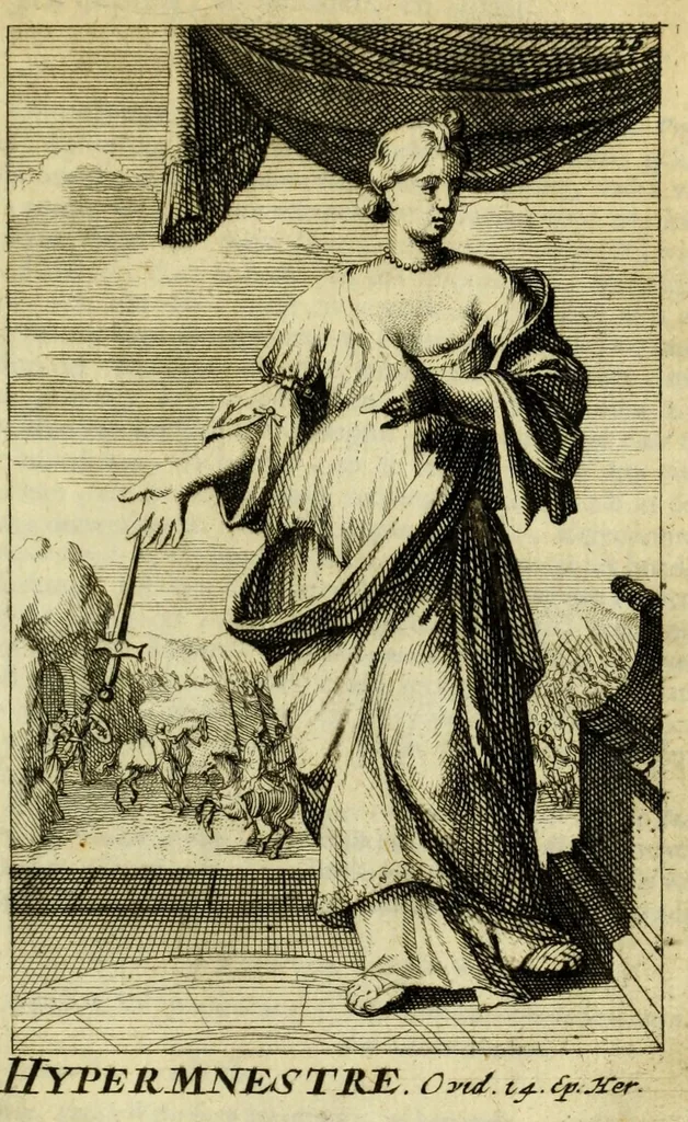 An illustration from Gallerye der uitmuntende vrouwen : of der zelver deugden en ondeugden, in byschriften en sneldichten, vertoond, met verklaaringen konstplaaten verrijkt, 1690, leaf 57