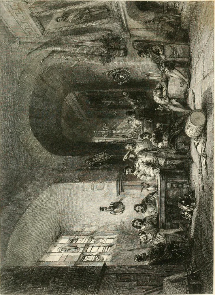 An illustration from The gallery of modern British artists; consisting of a series of engravings from works of the most eminent artists of the day, including Messrs. Turner, Roberts, Harding, Clennel, Dewint, Austin, Messrs. Stanfield, Bonnington, Prout, Cattermole, C. Fielding, Cox, &c. &c, 1834, leaf 105