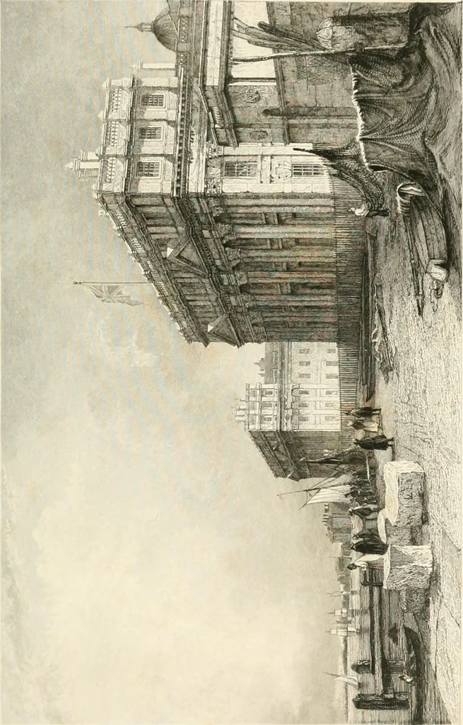 An illustration from The gallery of modern British artists; consisting of a series of engravings from works of the most eminent artists of the day, including Messrs. Turner, Roberts, Harding, Clennel, Dewint, Austin, Messrs. Stanfield, Bonnington, Prout, Cattermole, C. Fielding, Cox, &c. &c, 1834, leaf 107