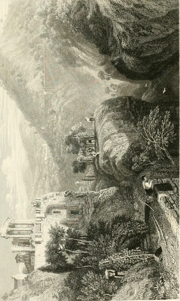 An illustration from The gallery of modern British artists; consisting of a series of engravings from works of the most eminent artists of the day, including Messrs. Turner, Roberts, Harding, Clennel, Dewint, Austin, Messrs. Stanfield, Bonnington, Prout, Cattermole, C. Fielding, Cox, &c. &c, 1834, leaf 113