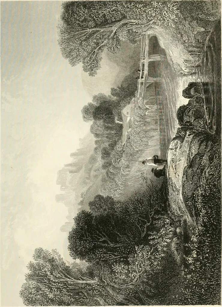 An illustration from The gallery of modern British artists; consisting of a series of engravings from works of the most eminent artists of the day, including Messrs. Turner, Roberts, Harding, Clennel, Dewint, Austin, Messrs. Stanfield, Bonnington, Prout, Cattermole, C. Fielding, Cox, &c. &c, 1834, leaf 125