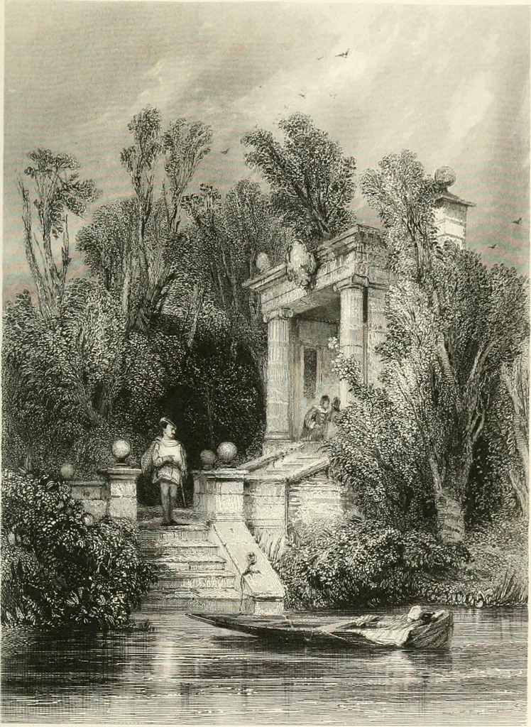 An illustration from The gallery of modern British artists; consisting of a series of engravings from works of the most eminent artists of the day, including Messrs. Turner, Roberts, Harding, Clennel, Dewint, Austin, Messrs. Stanfield, Bonnington, Prout, Cattermole, C. Fielding, Cox, &c. &c, 1834, leaf 133