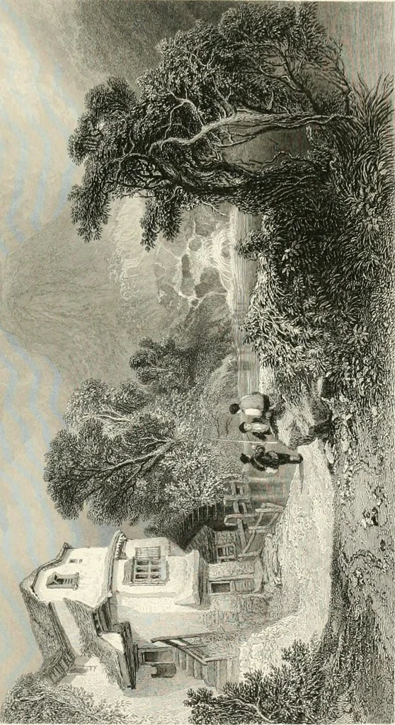 An illustration from The gallery of modern British artists; consisting of a series of engravings from works of the most eminent artists of the day, including Messrs. Turner, Roberts, Harding, Clennel, Dewint, Austin, Messrs. Stanfield, Bonnington, Prout, Cattermole, C. Fielding, Cox, &c. &c, 1834, leaf 149