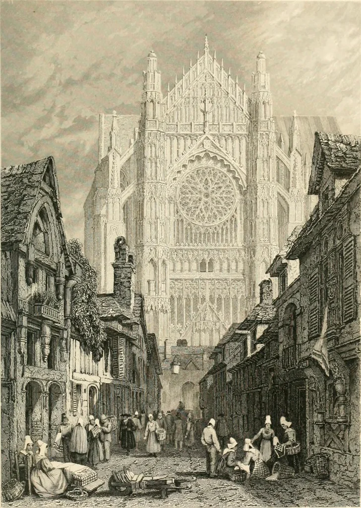 An illustration from The gallery of modern British artists; consisting of a series of engravings from works of the most eminent artists of the day, including Messrs. Turner, Roberts, Harding, Clennel, Dewint, Austin, Messrs. Stanfield, Bonnington, Prout, Cattermole, C. Fielding, Cox, &c. &c, 1834, leaf 169