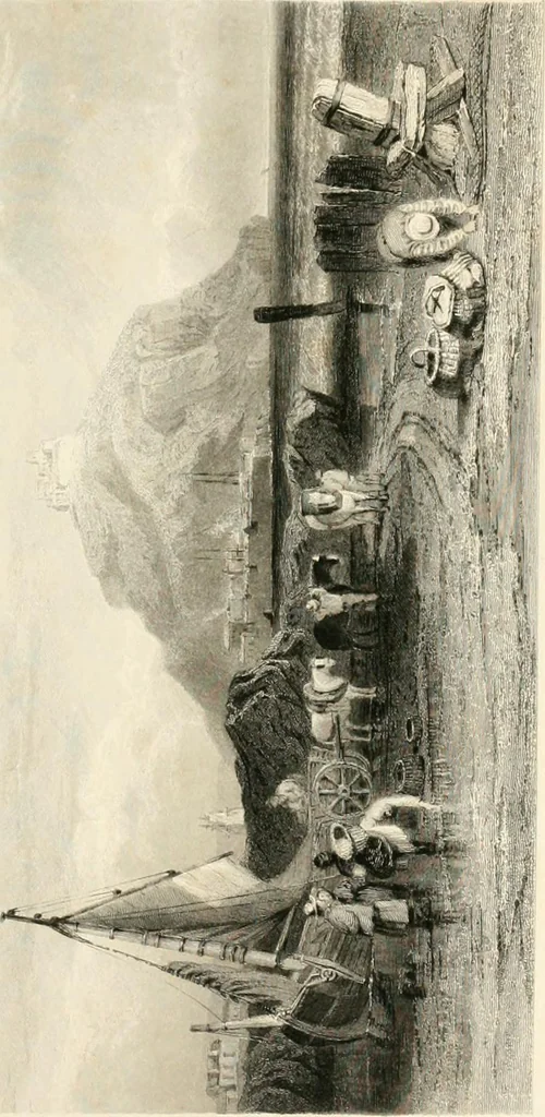 An illustration from The gallery of modern British artists; consisting of a series of engravings from works of the most eminent artists of the day, including Messrs. Turner, Roberts, Harding, Clennel, Dewint, Austin, Messrs. Stanfield, Bonnington, Prout, Cattermole, C. Fielding, Cox, &c. &c, 1834, leaf 17