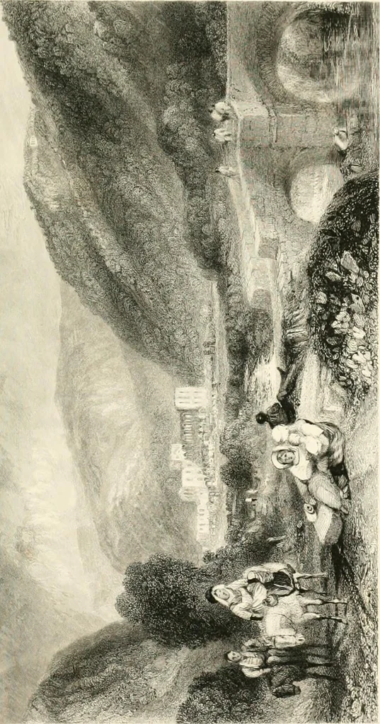 An illustration from The gallery of modern British artists; consisting of a series of engravings from works of the most eminent artists of the day, including Messrs. Turner, Roberts, Harding, Clennel, Dewint, Austin, Messrs. Stanfield, Bonnington, Prout, Cattermole, C. Fielding, Cox, &c. &c, 1834, leaf 179