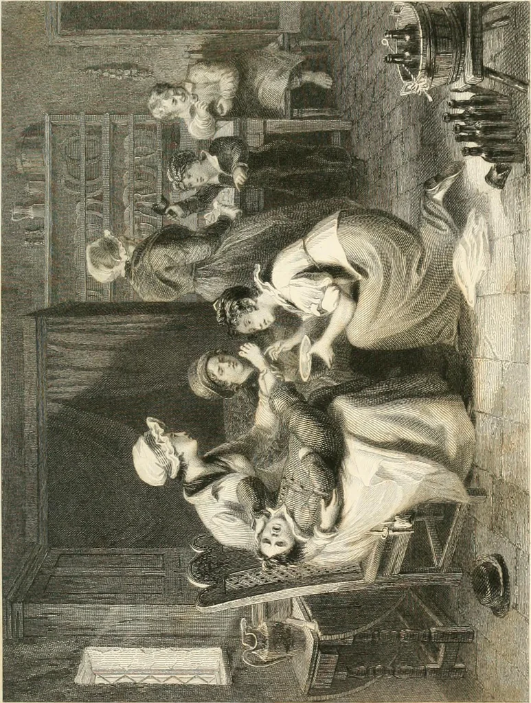 An illustration from The gallery of modern British artists; consisting of a series of engravings from works of the most eminent artists of the day, including Messrs. Turner, Roberts, Harding, Clennel, Dewint, Austin, Messrs. Stanfield, Bonnington, Prout, Cattermole, C. Fielding, Cox, &c. &c, 1834, leaf 187