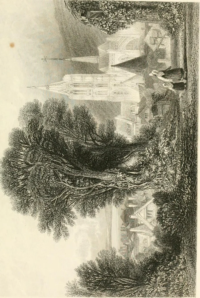 An illustration from The gallery of modern British artists; consisting of a series of engravings from works of the most eminent artists of the day, including Messrs. Turner, Roberts, Harding, Clennel, Dewint, Austin, Messrs. Stanfield, Bonnington, Prout, Cattermole, C. Fielding, Cox, &c. &c, 1834, leaf 191