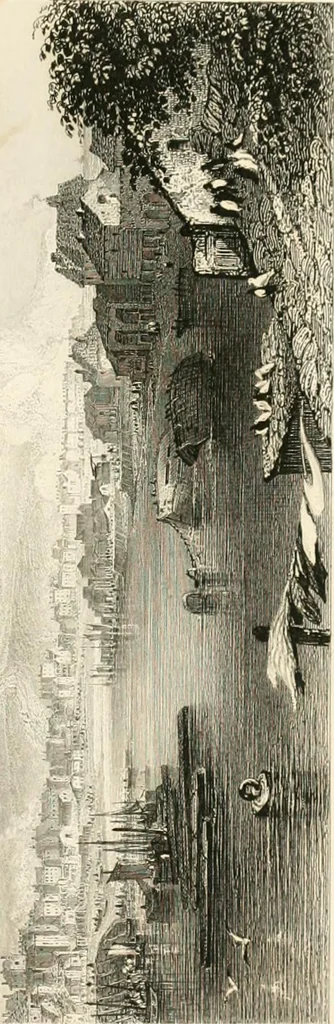 An illustration from The gallery of modern British artists; consisting of a series of engravings from works of the most eminent artists of the day, including Messrs. Turner, Roberts, Harding, Clennel, Dewint, Austin, Messrs. Stanfield, Bonnington, Prout, Cattermole, C. Fielding, Cox, &c. &c, 1834, leaf 193