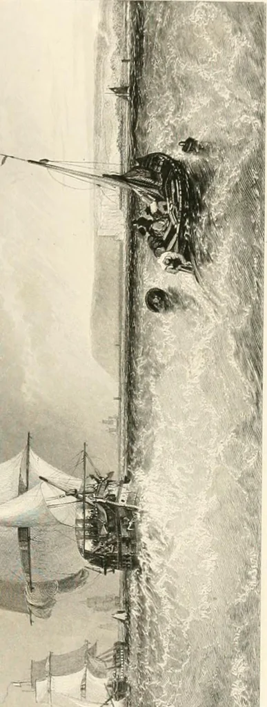 An illustration from The gallery of modern British artists; consisting of a series of engravings from works of the most eminent artists of the day, including Messrs. Turner, Roberts, Harding, Clennel, Dewint, Austin, Messrs. Stanfield, Bonnington, Prout, Cattermole, C. Fielding, Cox, &c. &c, 1834, leaf 211
