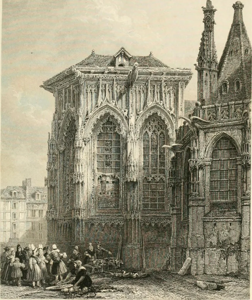 An illustration from The gallery of modern British artists; consisting of a series of engravings from works of the most eminent artists of the day, including Messrs. Turner, Roberts, Harding, Clennel, Dewint, Austin, Messrs. Stanfield, Bonnington, Prout, Cattermole, C. Fielding, Cox, &c. &c, 1834, leaf 215