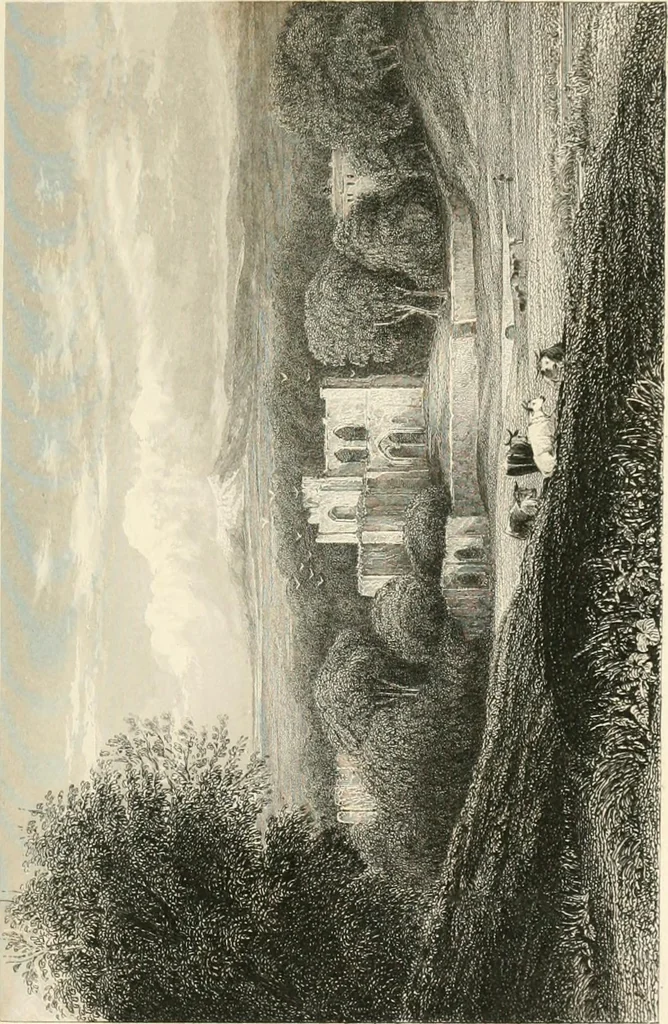 An illustration from The gallery of modern British artists; consisting of a series of engravings from works of the most eminent artists of the day, including Messrs. Turner, Roberts, Harding, Clennel, Dewint, Austin, Messrs. Stanfield, Bonnington, Prout, Cattermole, C. Fielding, Cox, &c. &c, 1834, leaf 225