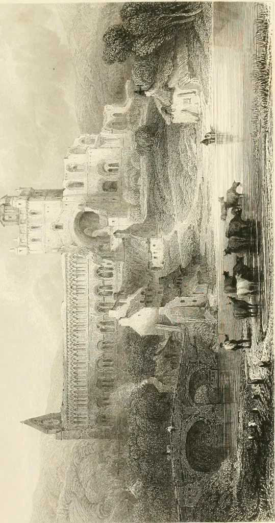 An illustration from The gallery of modern British artists; consisting of a series of engravings from works of the most eminent artists of the day, including Messrs. Turner, Roberts, Harding, Clennel, Dewint, Austin, Messrs. Stanfield, Bonnington, Prout, Cattermole, C. Fielding, Cox, &c. &c, 1834, leaf 25