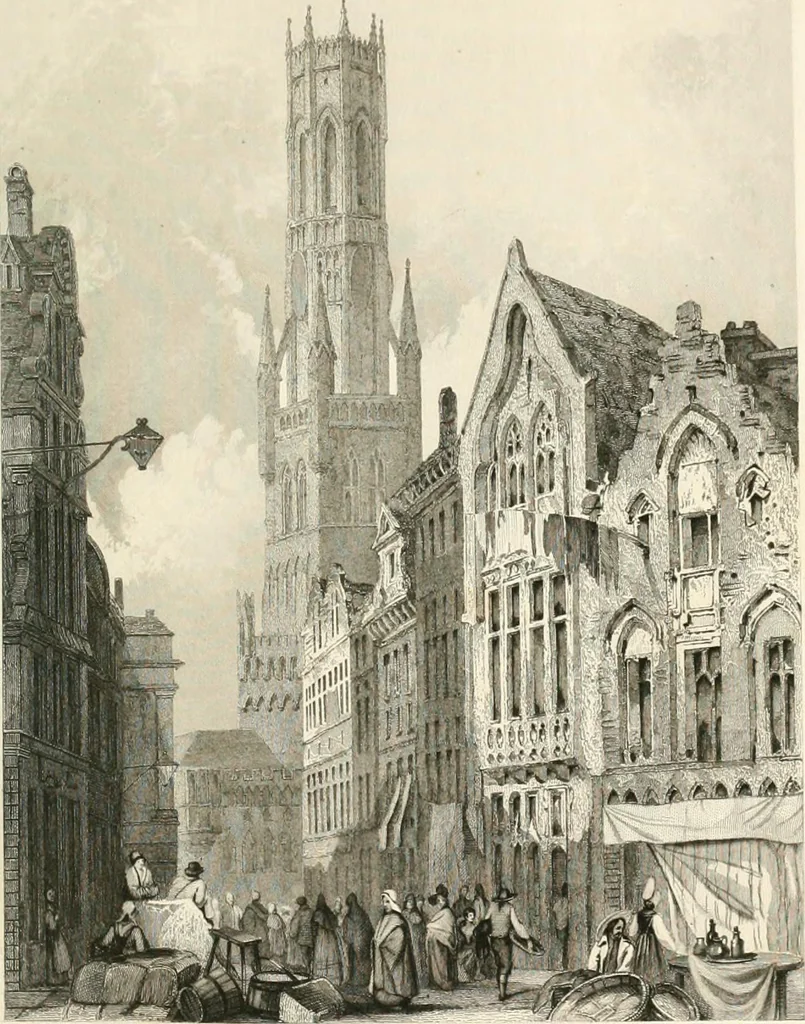 An illustration from The gallery of modern British artists; consisting of a series of engravings from works of the most eminent artists of the day, including Messrs. Turner, Roberts, Harding, Clennel, Dewint, Austin, Messrs. Stanfield, Bonnington, Prout, Cattermole, C. Fielding, Cox, &c. &c, 1834, leaf 45