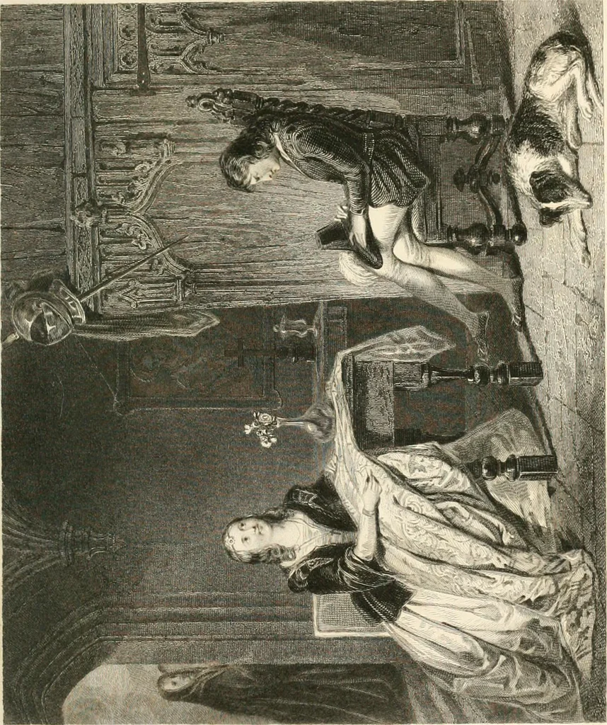 An illustration from The gallery of modern British artists; consisting of a series of engravings from works of the most eminent artists of the day, including Messrs. Turner, Roberts, Harding, Clennel, Dewint, Austin, Messrs. Stanfield, Bonnington, Prout, Cattermole, C. Fielding, Cox, &c. &c, 1834, leaf 69