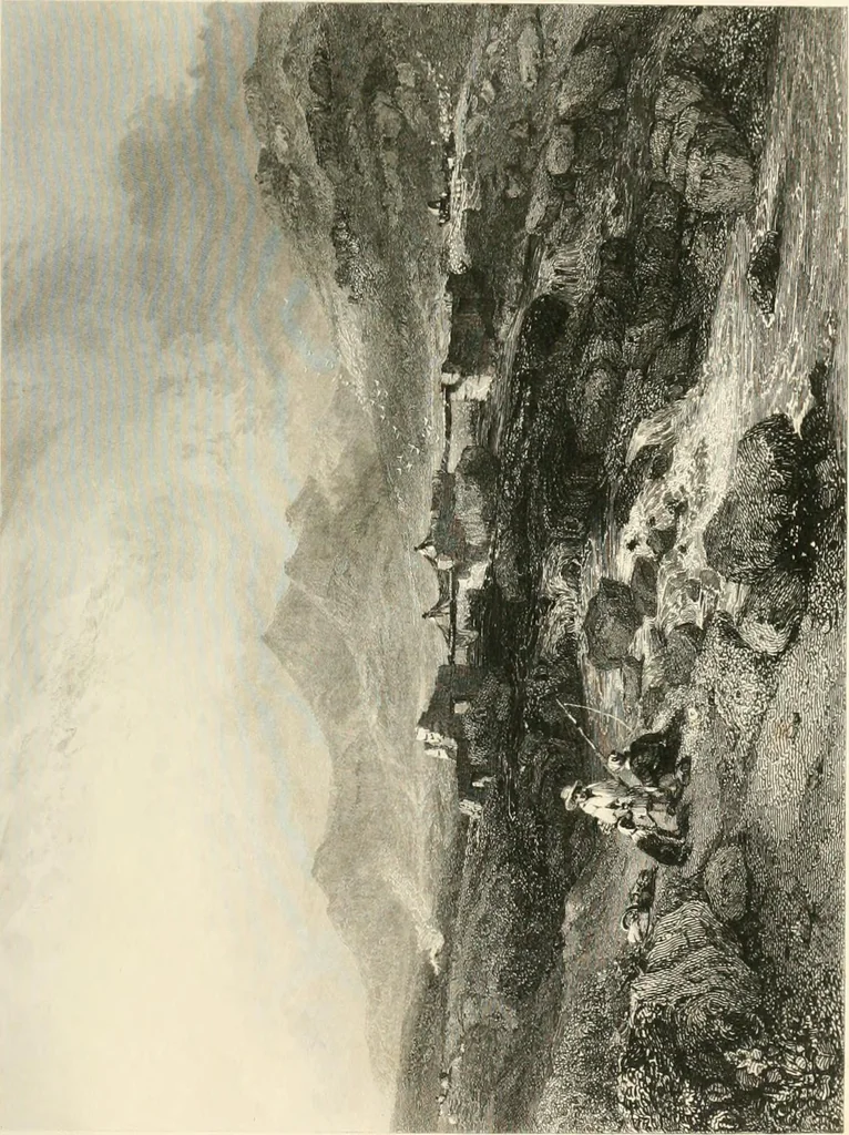 An illustration from The gallery of modern British artists; consisting of a series of engravings from works of the most eminent artists of the day, including Messrs. Turner, Roberts, Harding, Clennel, Dewint, Austin, Messrs. Stanfield, Bonnington, Prout, Cattermole, C. Fielding, Cox, &c. &c, 1834, leaf 85