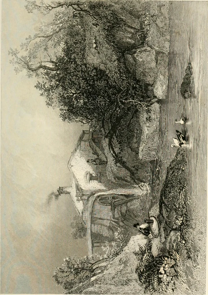 An illustration from The gallery of modern British artists; consisting of a series of engravings from works of the most eminent artists of the day, including Messrs. Turner, Roberts, Harding, Clennel, Dewint, Austin, Messrs. Stanfield, Bonnington, Prout, Cattermole, C. Fielding, Cox, &c. &c, 1834, leaf 99