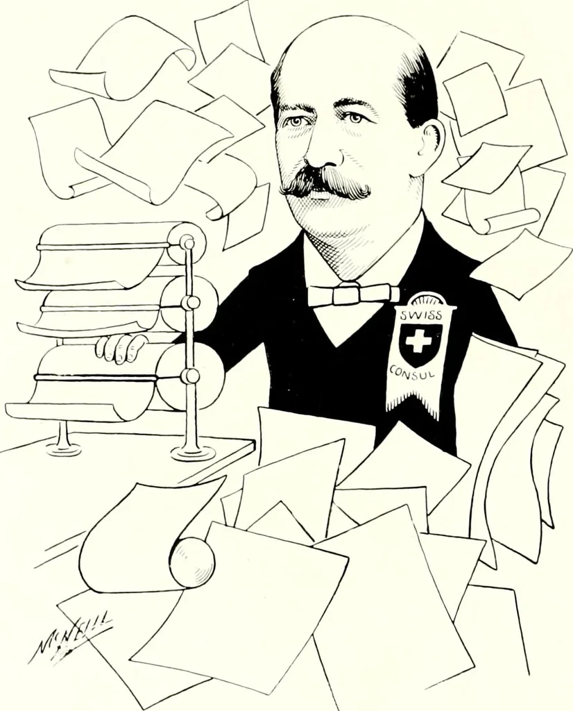 An illustration from A gallery of pen sketches in black and white of "Cincinnatians as we see 'em", 1905, leaf 115