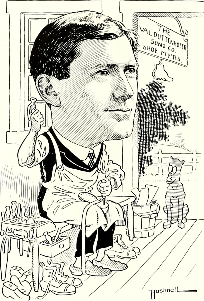 An illustration from A gallery of pen sketches in black and white of "Cincinnatians as we see 'em", 1905, leaf 129