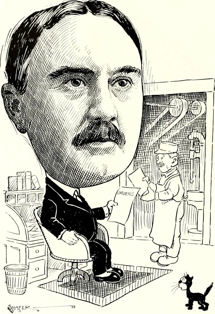 An illustration from A gallery of pen sketches in black and white of "Cincinnatians as we see 'em", 1905, leaf 135