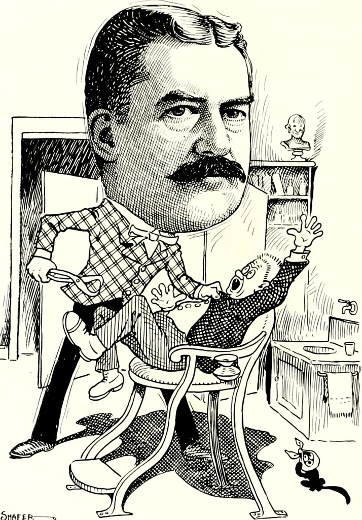 An illustration from A gallery of pen sketches in black and white of "Cincinnatians as we see 'em", 1905, leaf 141
