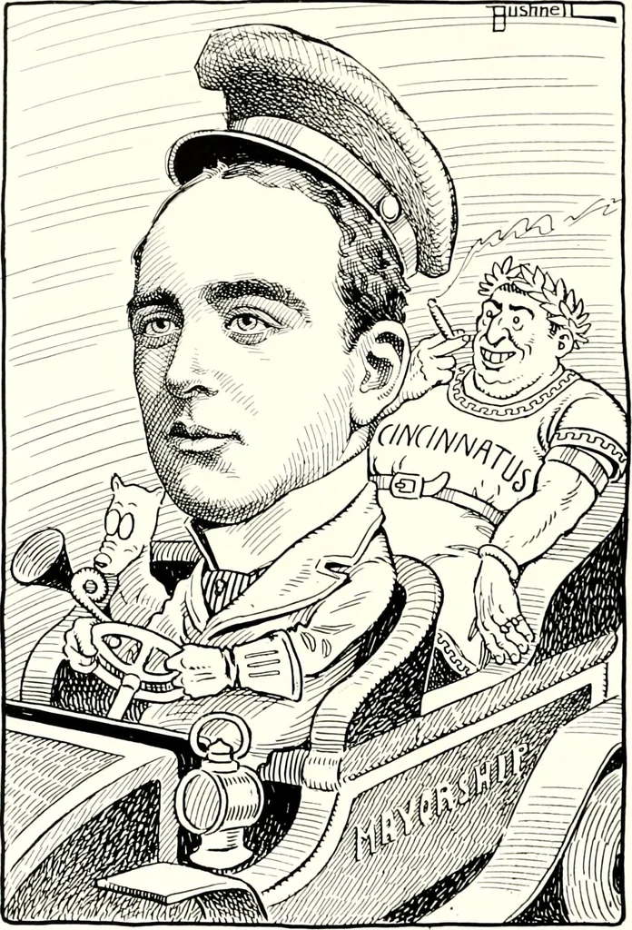 An illustration from A gallery of pen sketches in black and white of "Cincinnatians as we see 'em", 1905, leaf 147