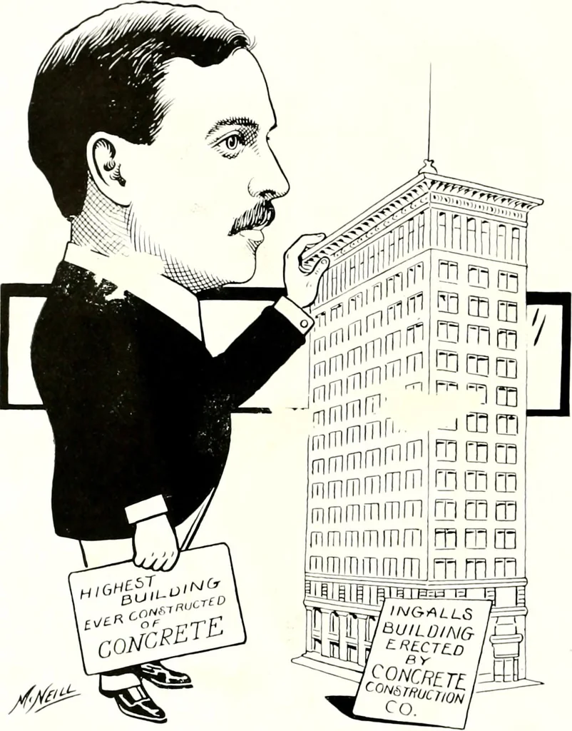 An illustration from A gallery of pen sketches in black and white of "Cincinnatians as we see 'em", 1905, leaf 15
