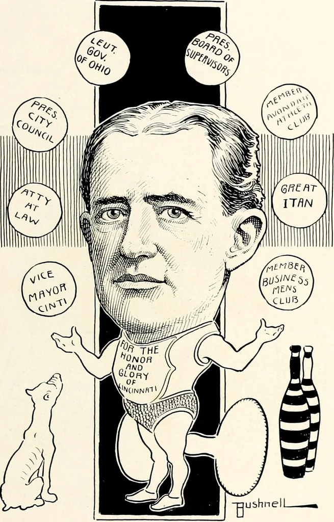 An illustration from A gallery of pen sketches in black and white of "Cincinnatians as we see 'em", 1905, leaf 182