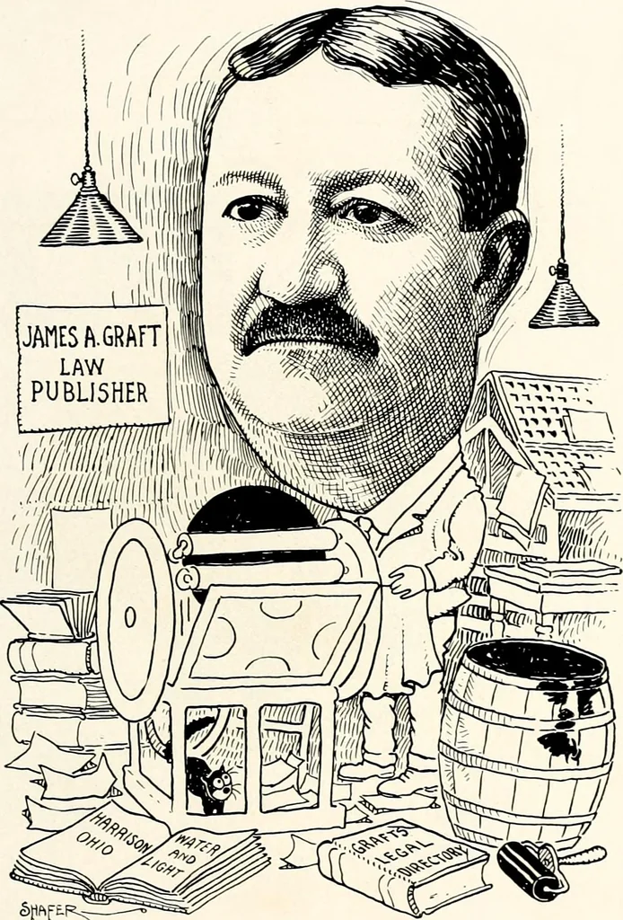 An illustration from A gallery of pen sketches in black and white of "Cincinnatians as we see 'em", 1905, leaf 184