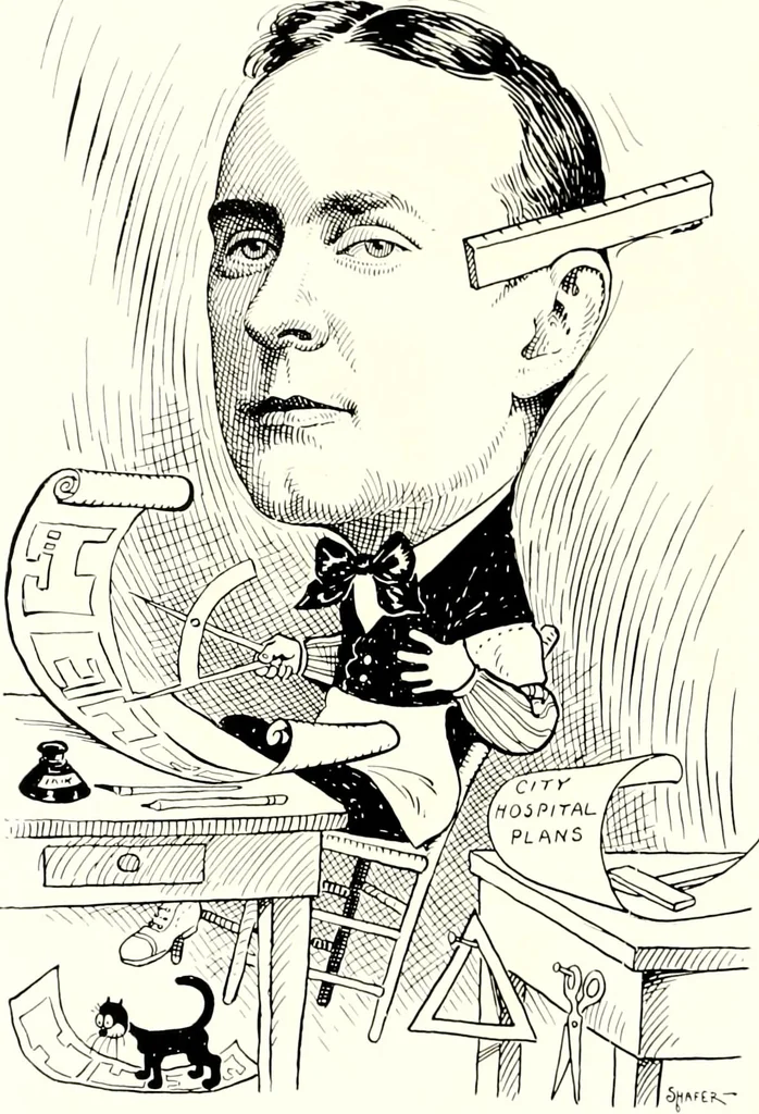 An illustration from A gallery of pen sketches in black and white of "Cincinnatians as we see 'em", 1905, leaf 195