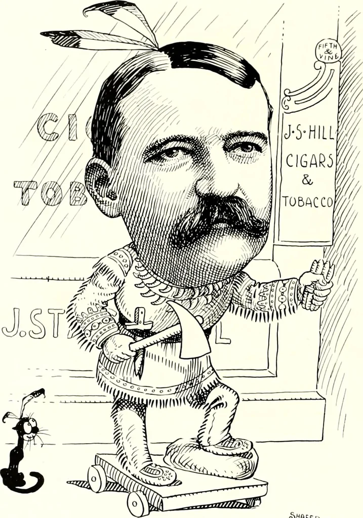 An illustration from A gallery of pen sketches in black and white of "Cincinnatians as we see 'em", 1905, leaf 221