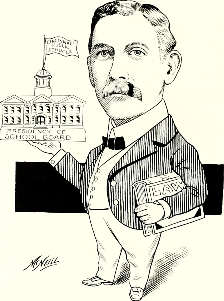 An illustration from A gallery of pen sketches in black and white of "Cincinnatians as we see 'em", 1905, leaf 329