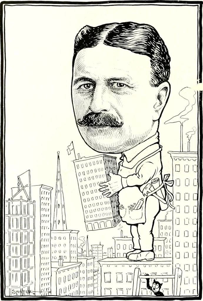 An illustration from A gallery of pen sketches in black and white of "Cincinnatians as we see 'em", 1905, leaf 33