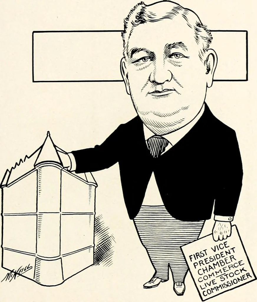 An illustration from A gallery of pen sketches in black and white of "Cincinnatians as we see 'em", 1905, leaf 374