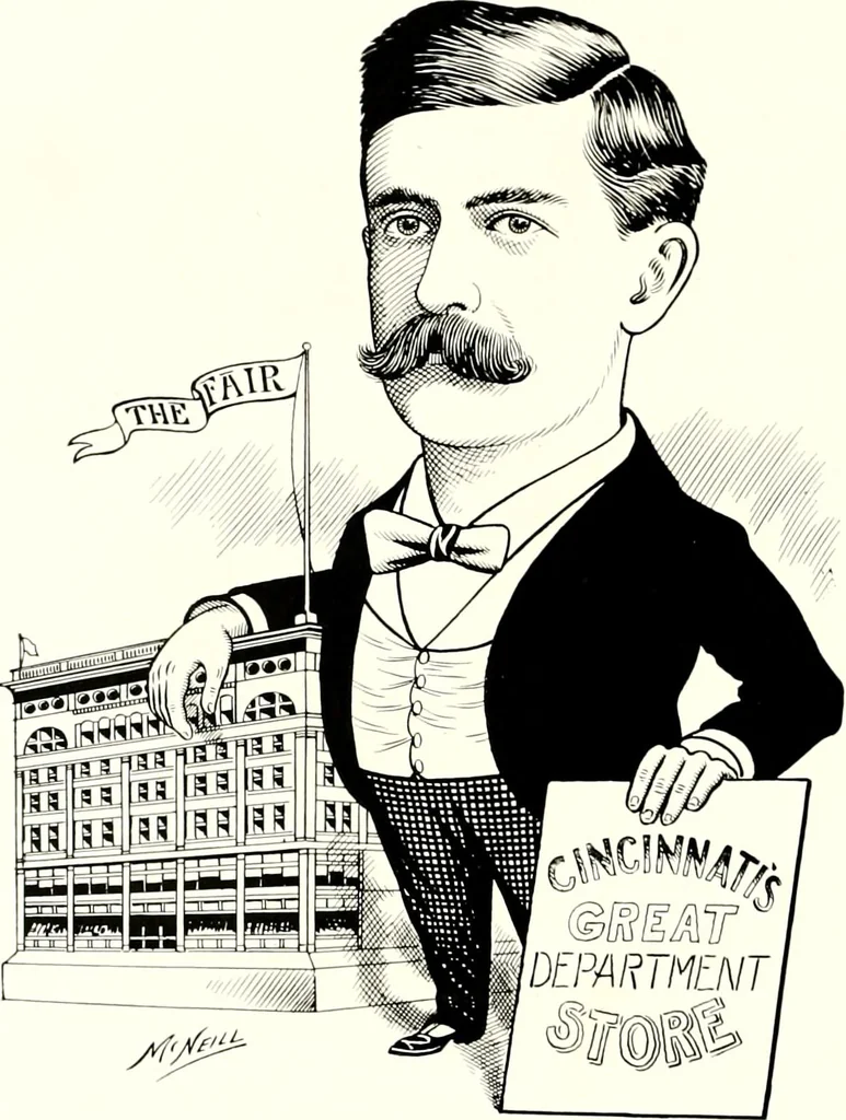 An illustration from A gallery of pen sketches in black and white of "Cincinnatians as we see 'em", 1905, leaf 381