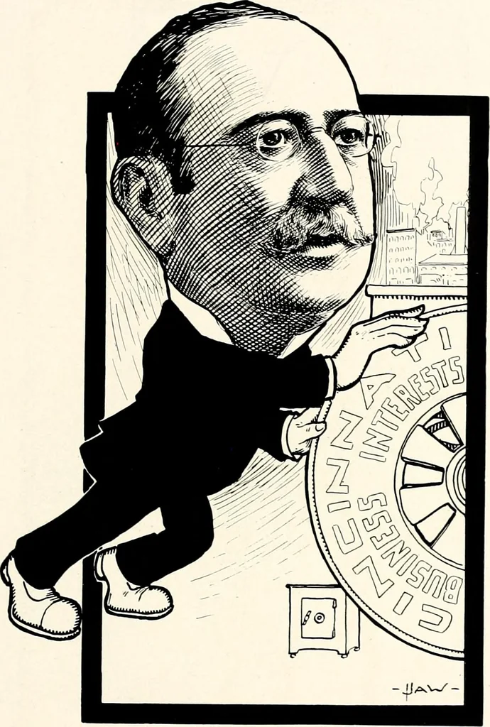 An illustration from A gallery of pen sketches in black and white of "Cincinnatians as we see 'em", 1905, leaf 388