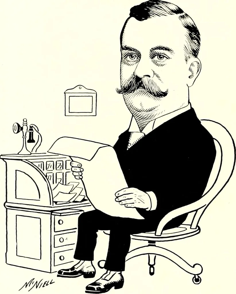An illustration from A gallery of pen sketches in black and white of "Cincinnatians as we see 'em", 1905, leaf 419