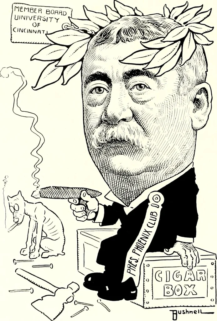 An illustration from A gallery of pen sketches in black and white of "Cincinnatians as we see 'em", 1905, leaf 425