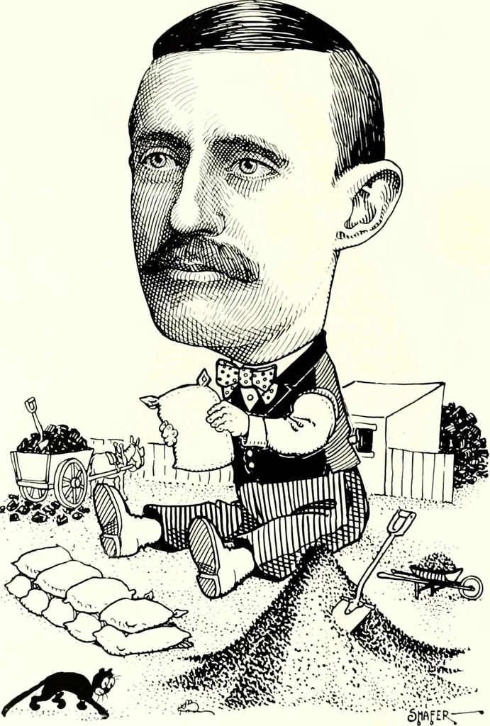 An illustration from A gallery of pen sketches in black and white of "Cincinnatians as we see 'em", 1905, leaf 487