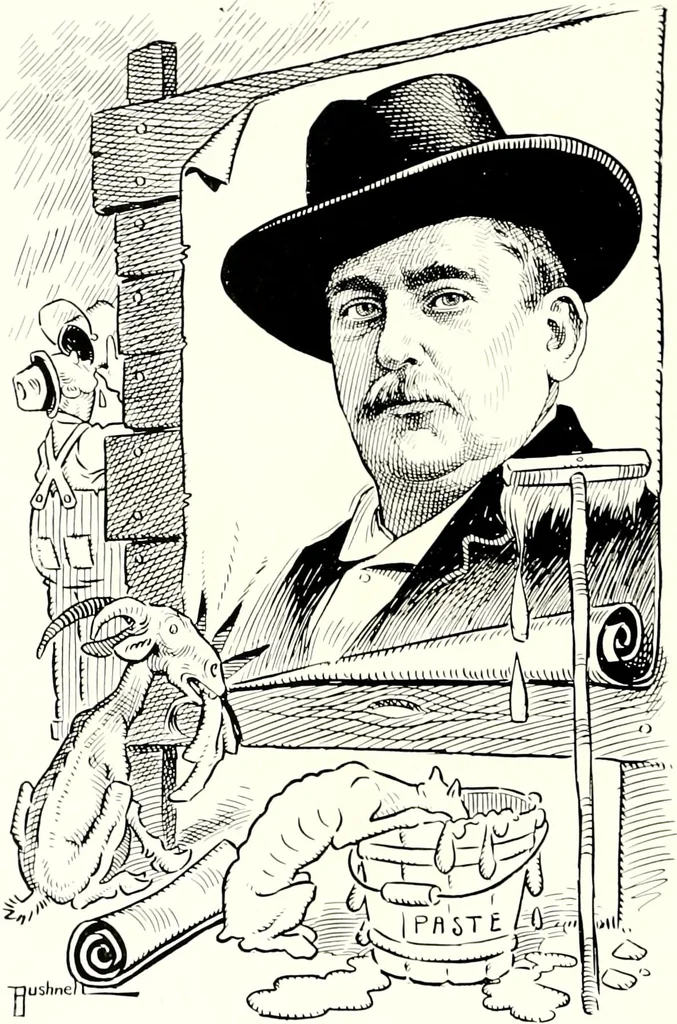 An illustration from A gallery of pen sketches in black and white of "Cincinnatians as we see 'em", 1905, leaf 77