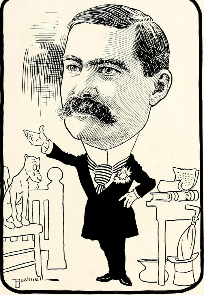 An illustration from A gallery of pen sketches in black and white of "Cincinnatians as we see 'em", 1905, leaf 82
