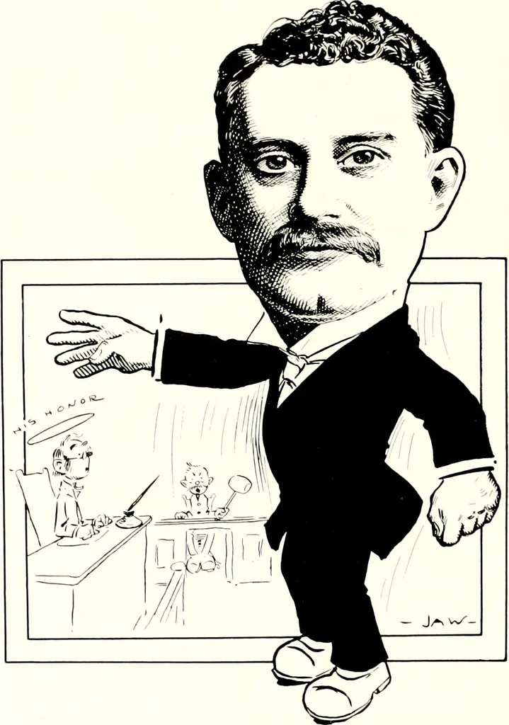 An illustration from A gallery of pen sketches in black and white of "Cincinnatians as we see 'em", 1905, leaf 87