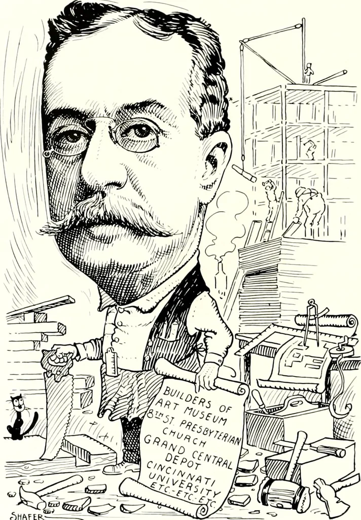 An illustration from A gallery of pen sketches in black and white of "Cincinnatians as we see 'em", 1905, leaf 93